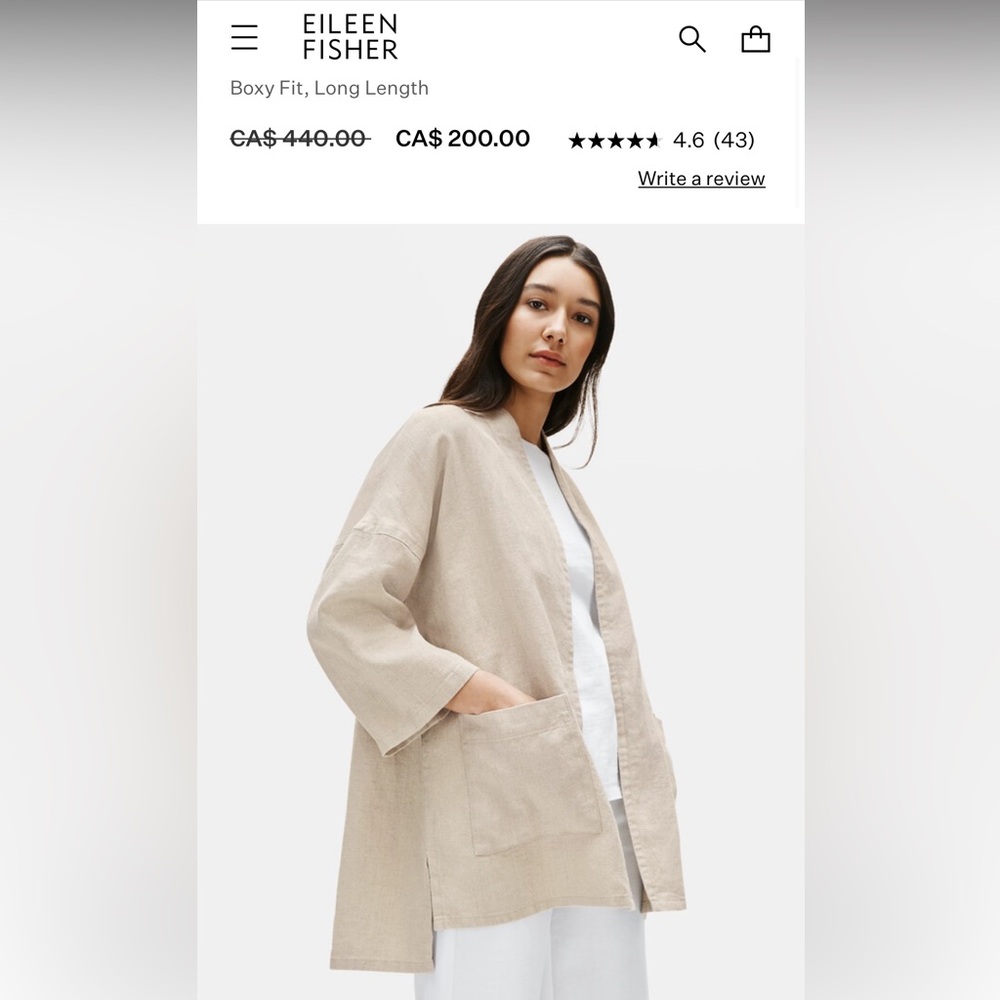 Beige Open-Front Linen jacket for Women